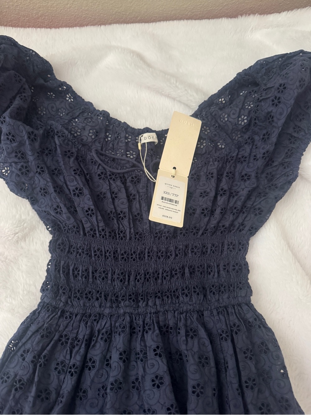 Dôen Quinn Dress - Adriatic Eyelet / navy blue/ xxs/ NWT - Picture 5 of 11